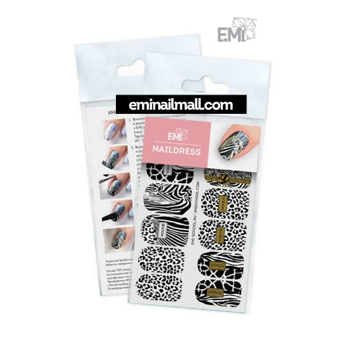[E.Mi] Naildress 슬라이더 디자인 스티커 #46 Zebra and Black Leopard